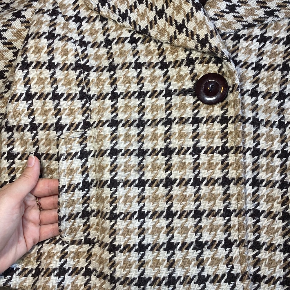 Vintage Houndstooth Patterned Jacket W/ Quarter L… - image 5